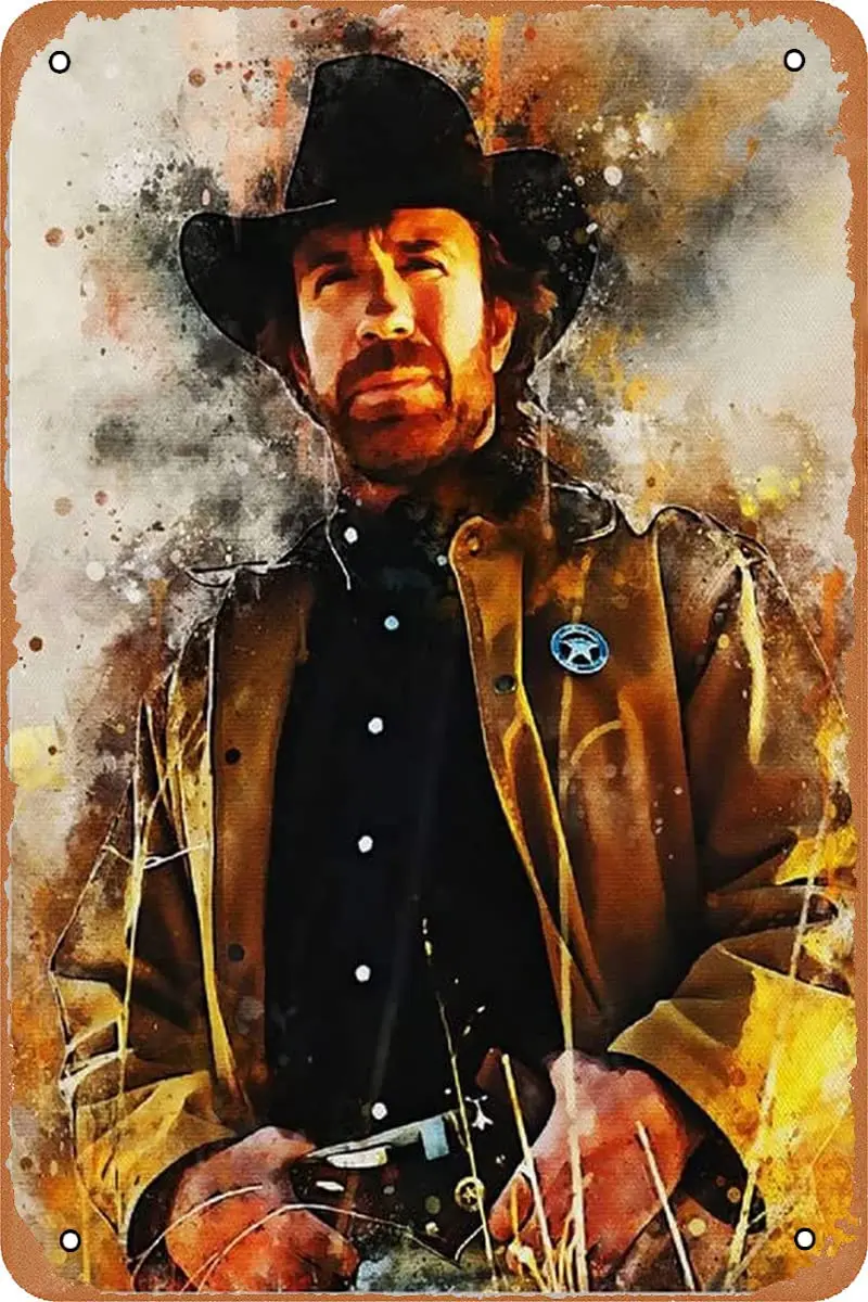 Chuck Norris Poster Metal Tin Sign Vintage Retro Style Bar Pub Man Cave Wall Plaque Decoration 8x12 inch