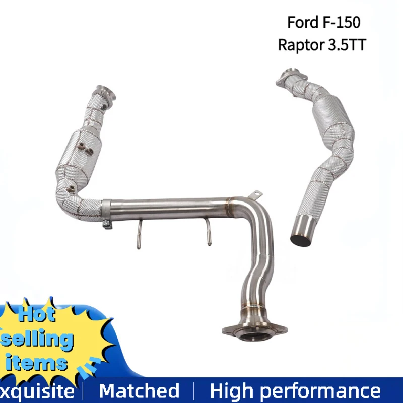OEM Exhaust Header Downpipe for Ford F-150 Raptor 3.5TT Gen3 Stainless Steel Exhaust Pipes Y Pipe Dump Pipe with Heat Shield