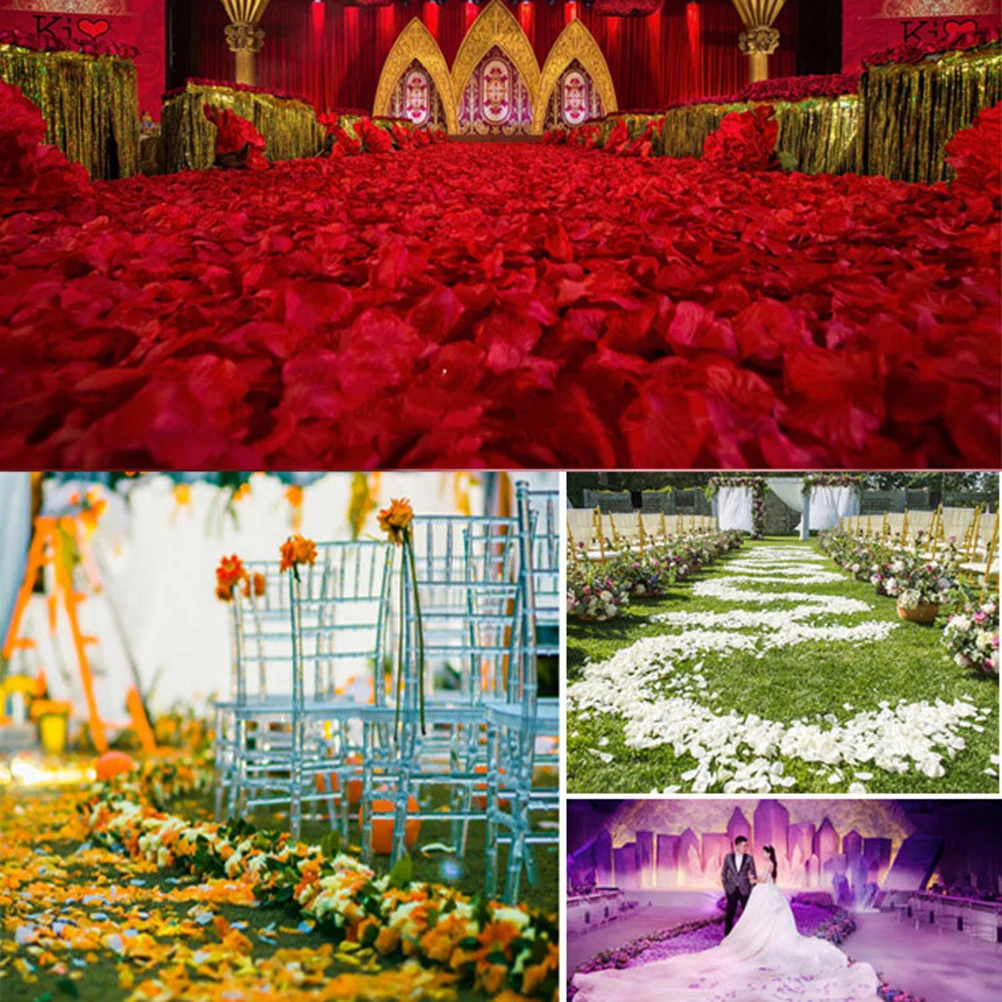 

3000Pcs Dark Red Artificial Rose Petals Realistic Wedding Party Decorations Romantic Atmosphere Creation Supplies