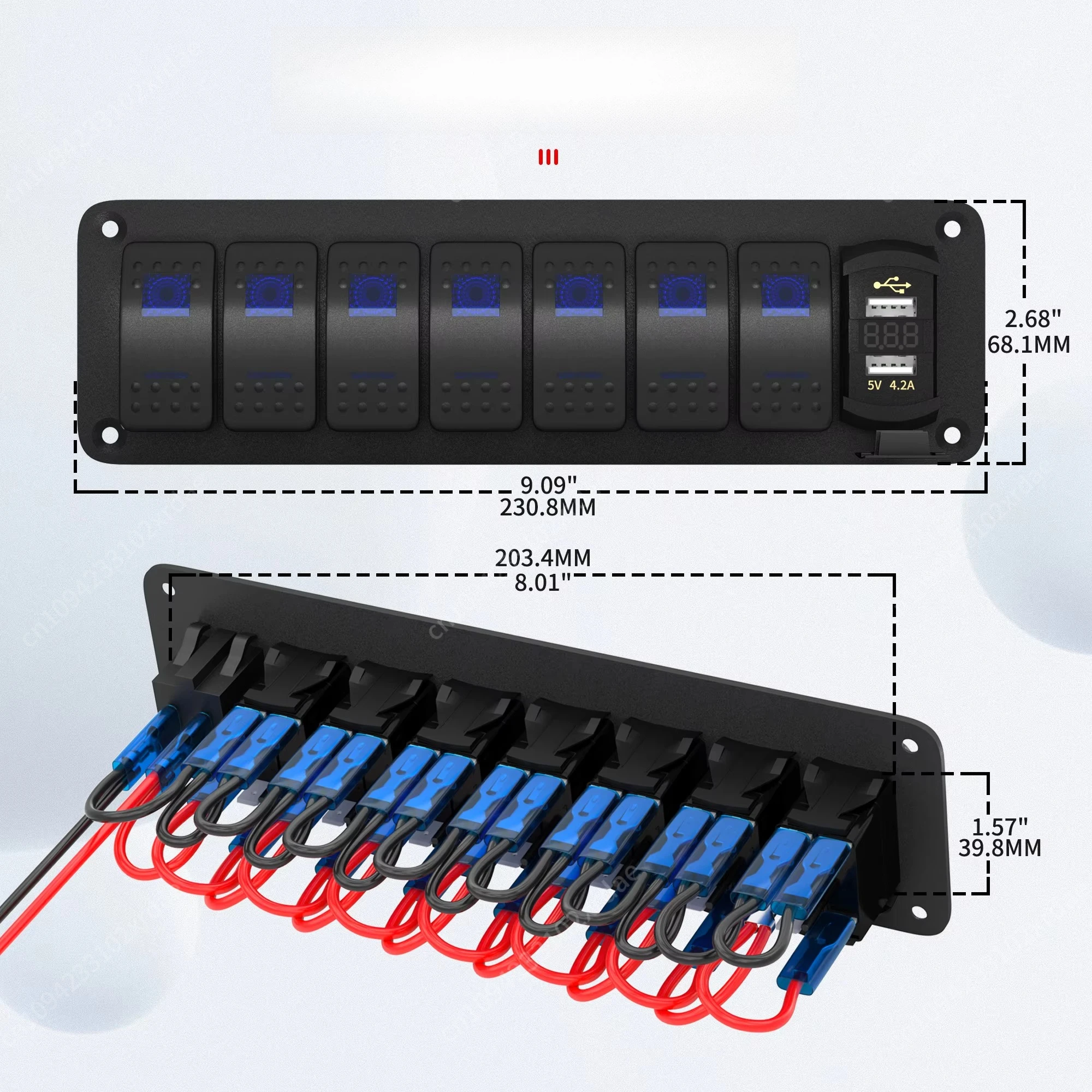 7-бандовая панель кулисного переключателя, водонепроницаемая панель морской лодки 12 В 24 В постоянного тока с USB-зарядным устройством, вольтметр для автомобильного автомобиля