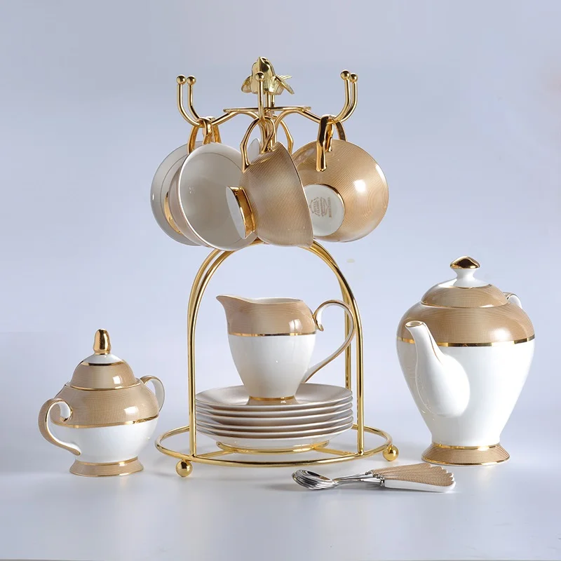 

European Bone China Coffee Cup Set, British Afternoon Tea Party Tea Cup Set, Luxury Gold Cup and Saucer, Home Hotel Kitchenware