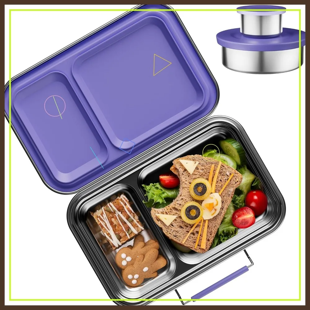 

Kids Leakproof Stainless Steel Bento Box with Containers, BPA Free 304 Steel for School Office Lunch
