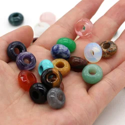 2pcs Natural Stone Big Hole Bead Abacus Shape Agates Stone Loose Beads For DIY Jewelry Necklace Making Size 7x14mm Hole 6mm