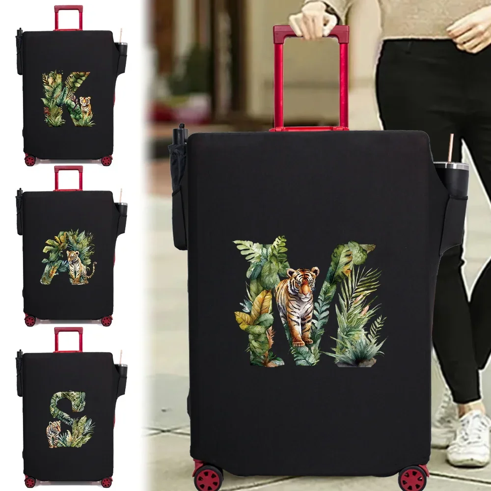 Luggage Cover Stretch Fabric Suitcase Protector Baggage Case Suitcase Case  Jungle Tiger Letter Travel Organizer for18-32Inch