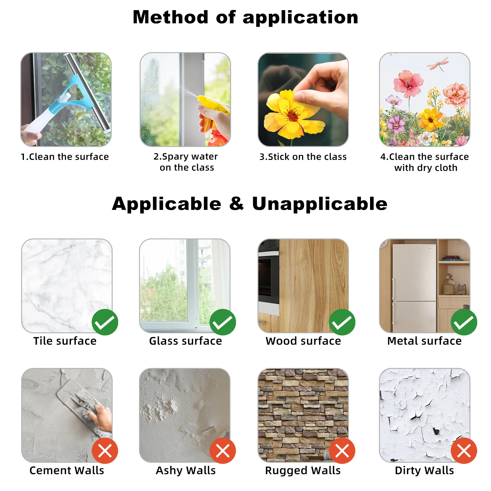 Reusable Floral Sticker Double Sided Window Film For Romantic Ambiance Reusable Window Clings Decorative Film No Glue Required