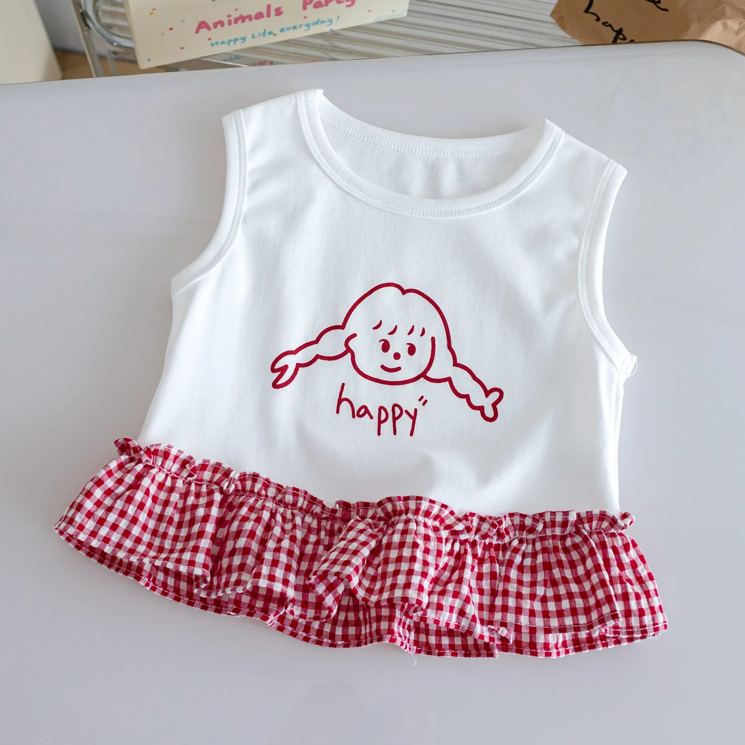

18M-6T summer children kids girls fashion cartoon cotton sleeveless T shirt