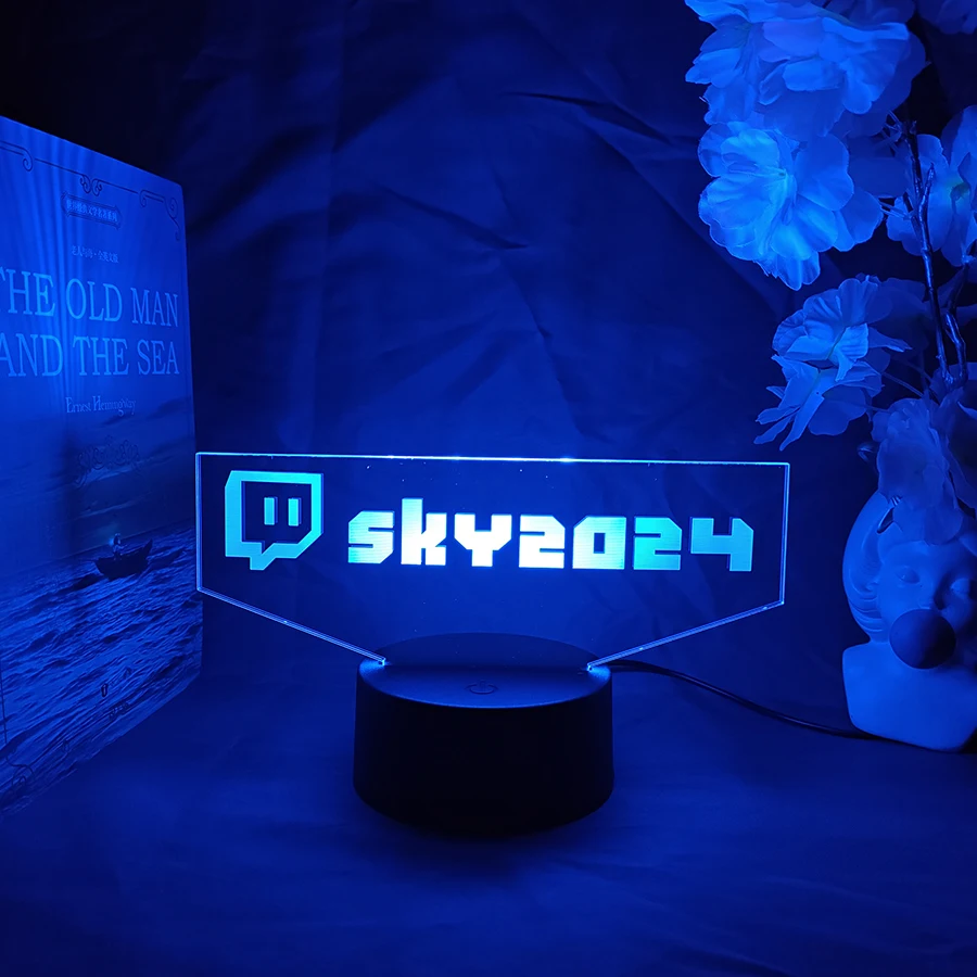 Twitch Streaming Ambient Light 3D Acrylic Laser Engraved Gamer LED Sign Cool Christmas Gift for Boys Friends RGB Gamertag Custom