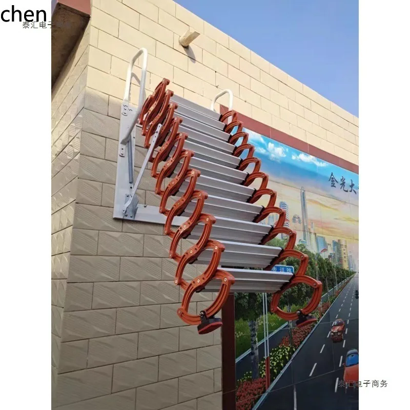 HXL Telescopic Ladder Outdoor Wall-Mounted Folding Outdoor Retractable Lifting Telescopic Ladder