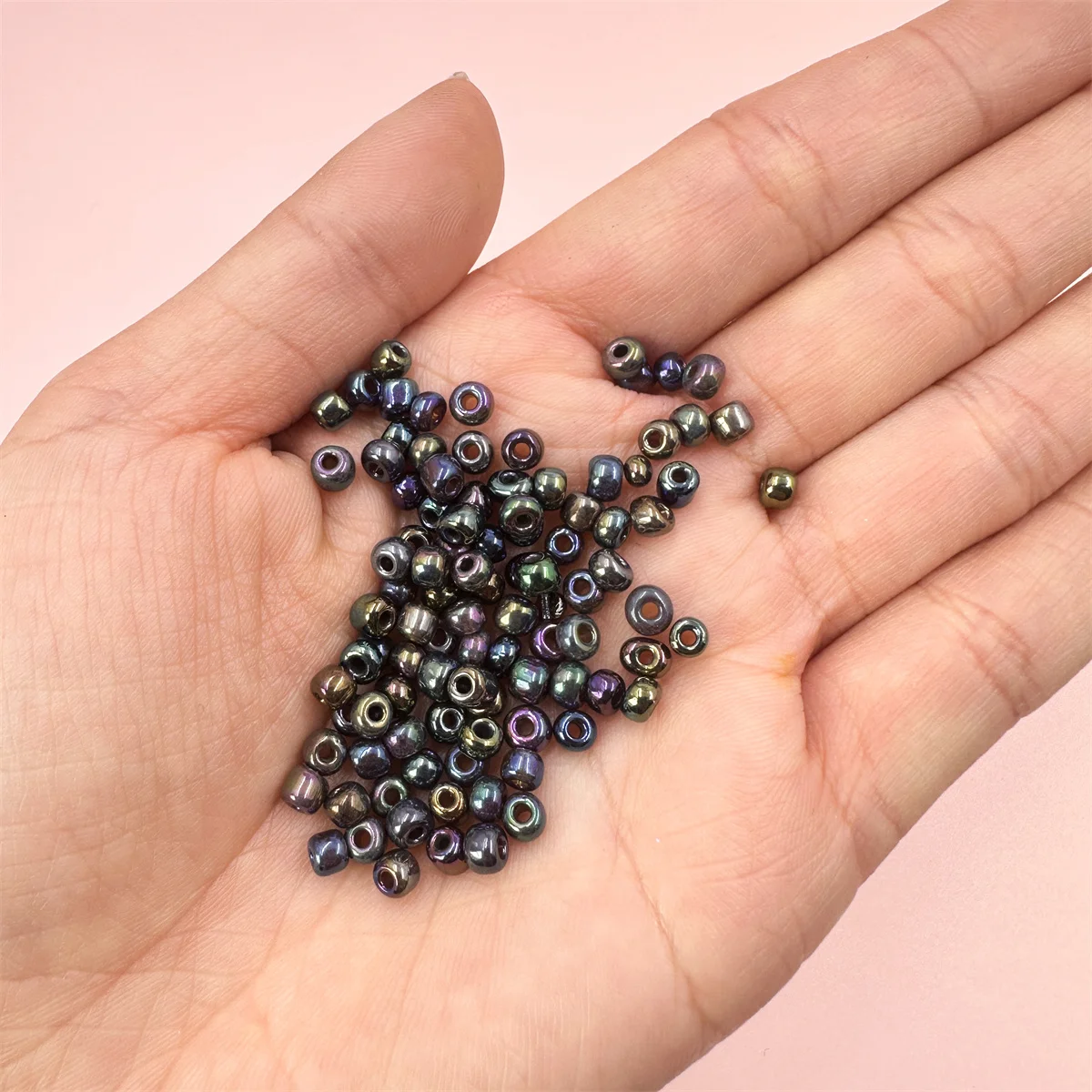 100Pcs Size 4mm Metal Color Glass Seed Beads Spacer Czech Glass Beads For DIY Jewelry Making Accessories