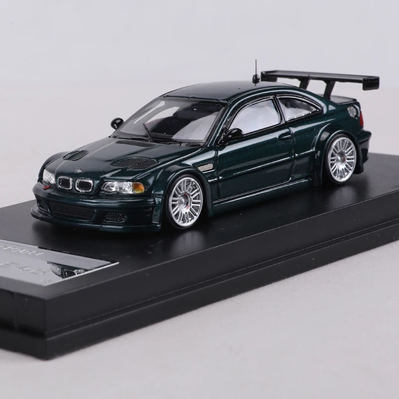 MJ MODEL 1:64 M3 E46 GTR Modellauto aus Legierung mit Öffnender Motorhaube