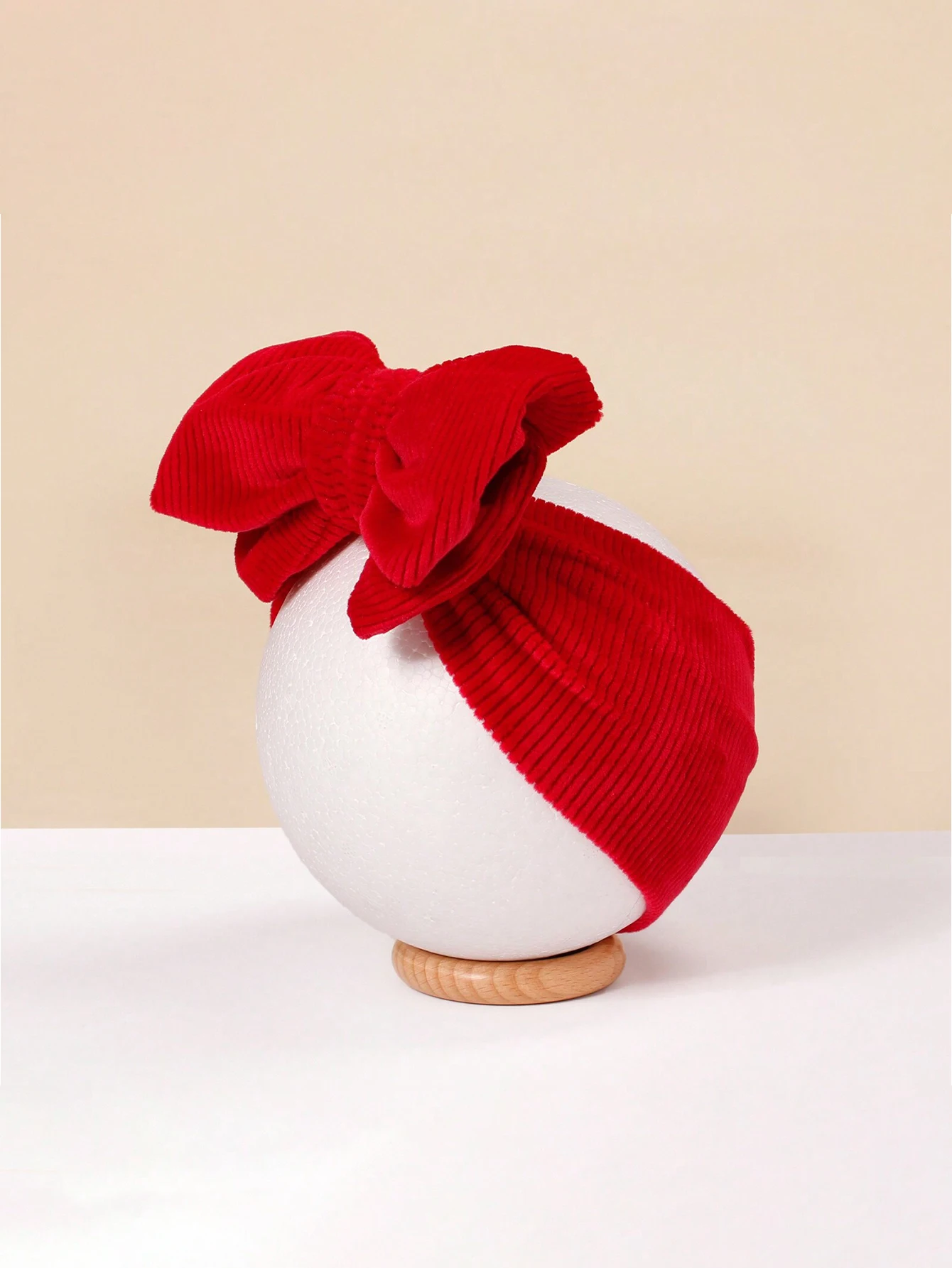 2pcs/set New Hot Selling Corduroy Red Bow Hair With Hat Soft Comfortable Baby Headband Cap Hairband Hat Combination Set