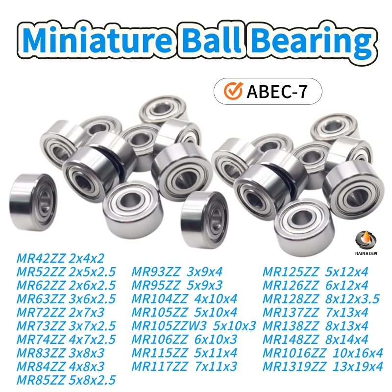 10PCS MR74ZZ 4x7x2.5 mm Bearing ABEC-7 Miniature Ball Bearings MR52ZZ MR62ZZ MR72ZZ MR83ZZ MR93ZZ MR104ZZ MR105ZZ MR115ZZ