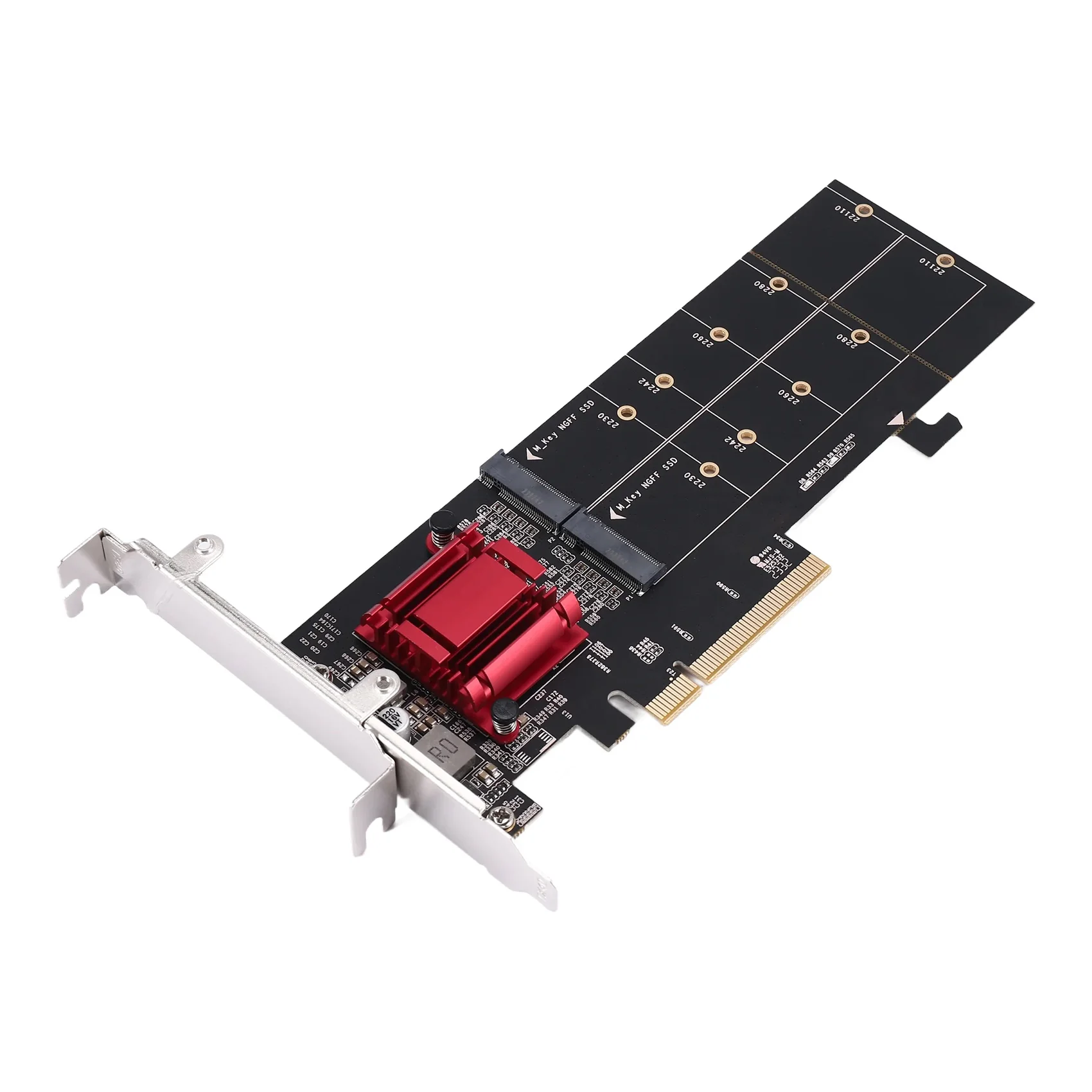 Adaptador PCIe NVMe dual, SSD NVMe M.2 a tarjeta PCI-E 3,1 X8/X16 compatible con M.2 (llave M) NVMe SSD 22110/2280/2260/2242