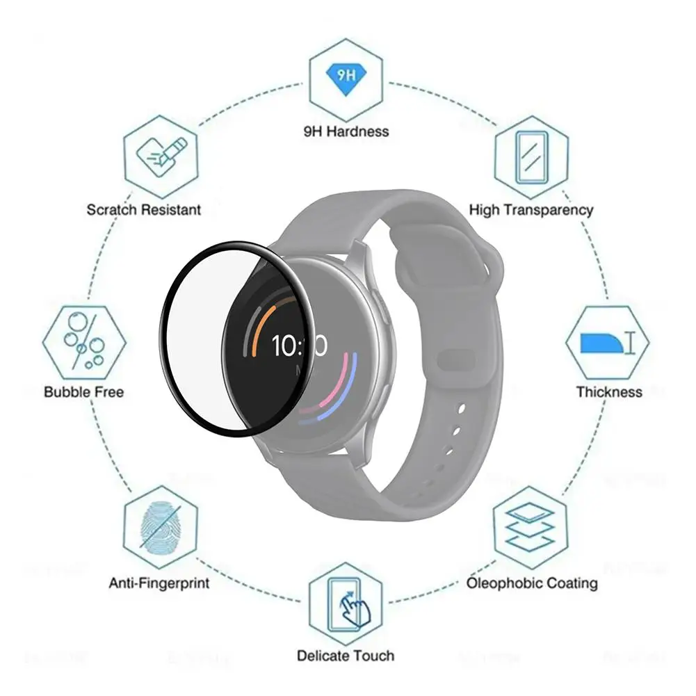 Protetor de tela HD anti-risco para relógio OnePlus, capa completa, filme de vidro temperado, acessórios para relógios inteligentes, transporte da gota