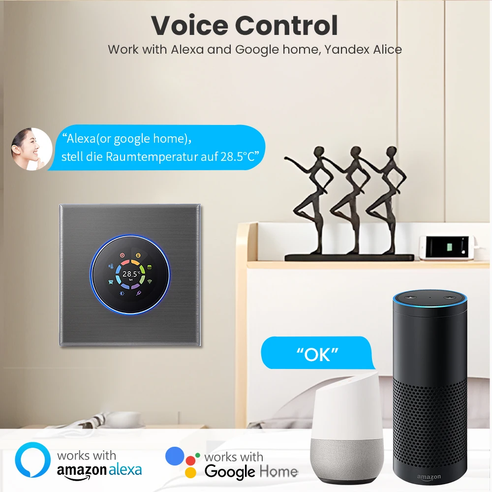 MIUCDA-Tuya WiFi Smart Knob Termostato, Elétrico, Piso, Água, Elétrica, Caldeira a Gás, Controle de Temperatura, Trabalhar com Alexa, Google Home