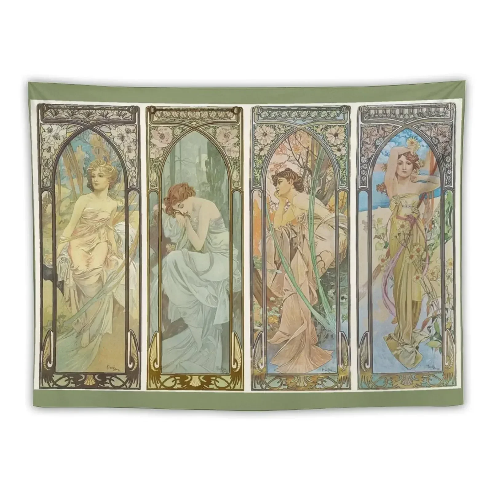 

HD. The times of the day (1899) serie Alphonse Mucha HIGH DEFINITION Tapestry Decor For Bedroom Tapestry