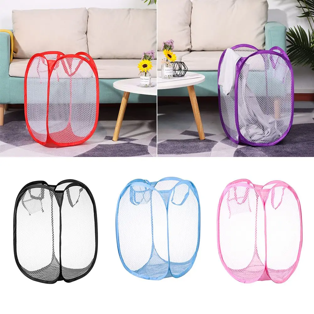 Foldable Laundry Basket Mesh Washing Laundry Bag Dirty Sorting Basket Kids Toys Sundries Home Bin Hamper Storage Box Organize