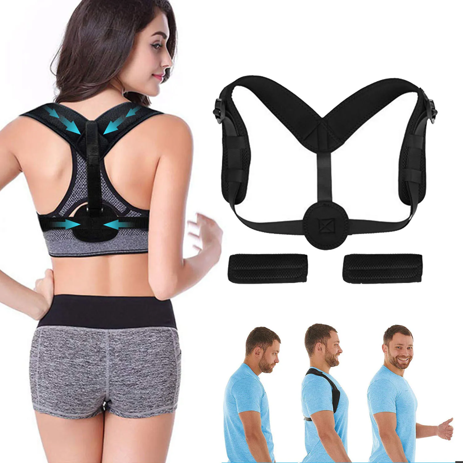 

Корректор осанки для спины и плеч для взрослых, мужчин и женщин, прямой регулируемый пояс для спины, пояс для поддержки позвоночника, пояс для изменения формы