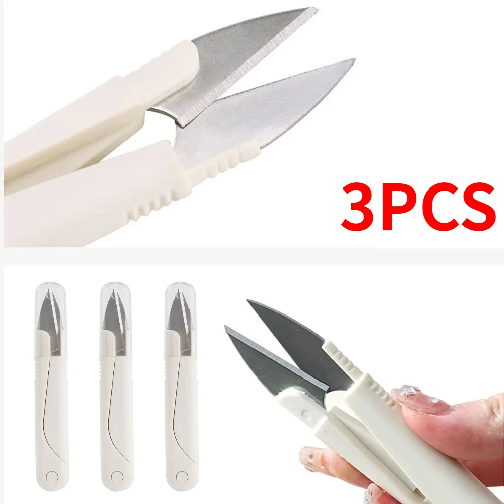 3PCS Stainless Steel Spring Sewing Scissors with Cover Portable Thread Cutting Snips Mini Embroidery Thread Trimming Scissors