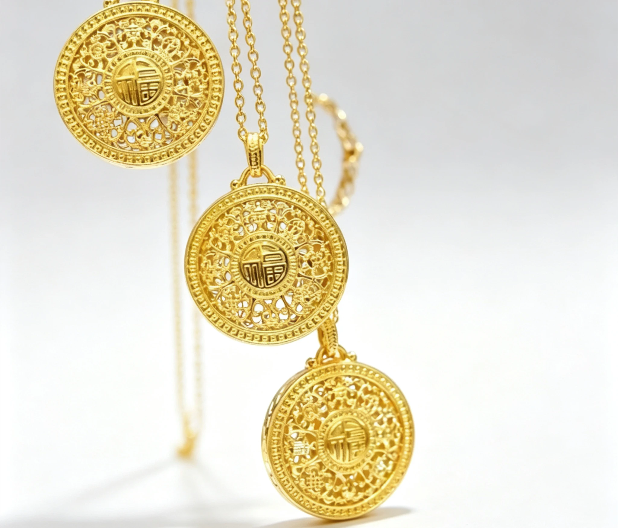 9999 Gold Round Eight Treasure Compass Pendant for Woman Luxury AU750 Pendant Necklace Jewelry High-quality birthday gift
