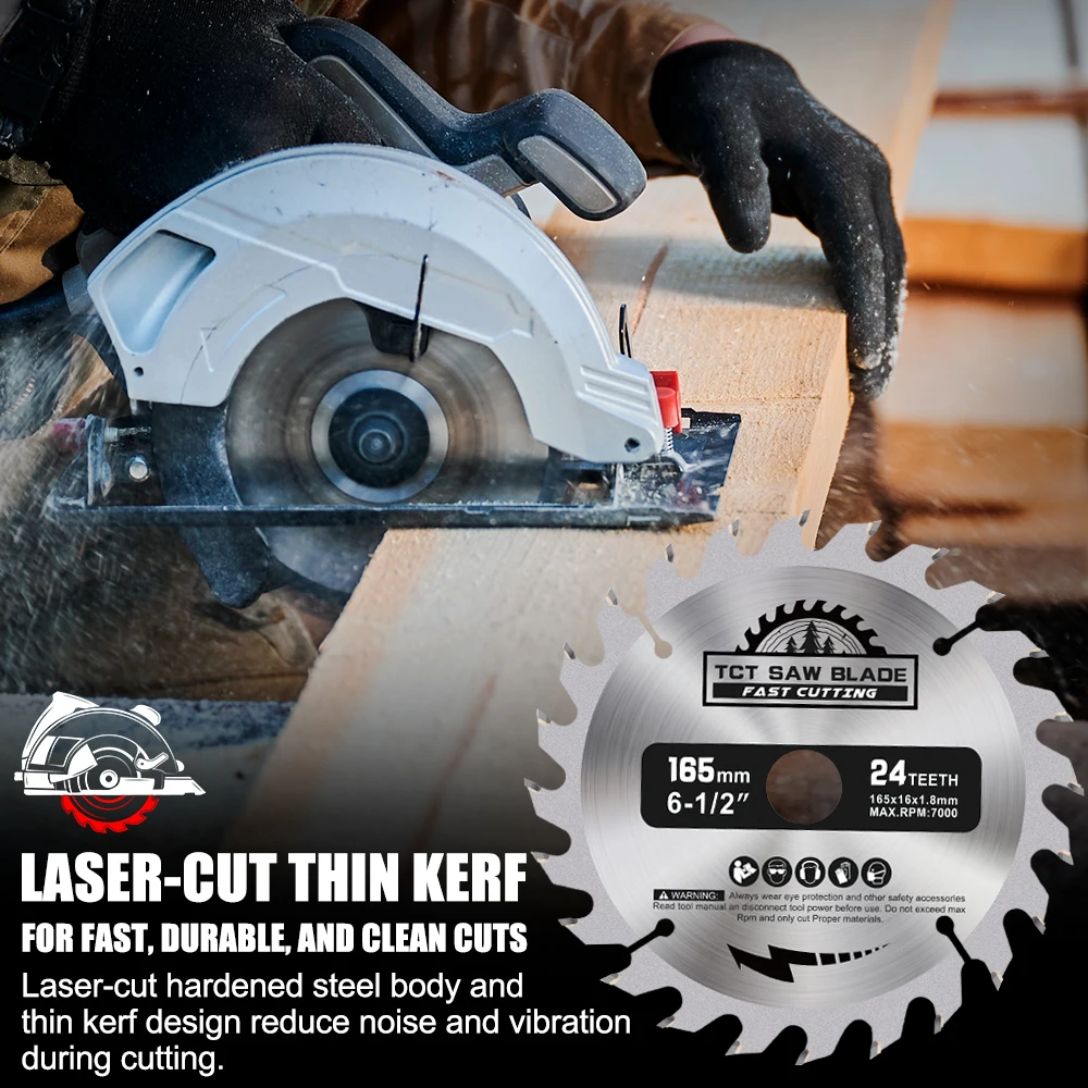 CMCP 1 قطعة TCT شفرة منشار النجارة 165 مللي متر شفرة منشار دائري TCT كربيد شفرة المنشار أسطوانة تقطيع الخشب 24/40/48/60T #5