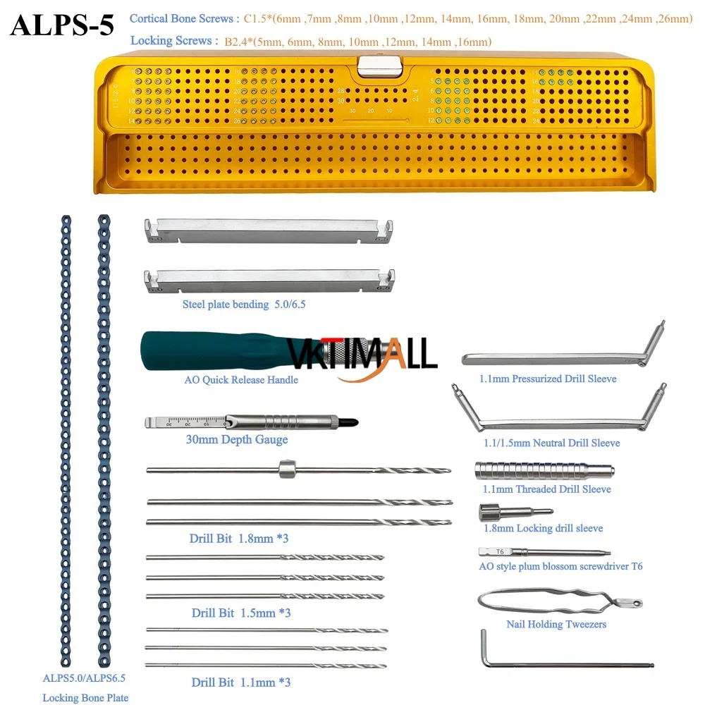 Titanium Alps Locking Plate Instrument Kit Veterinary Orthopedic Implant Surgical Instruments for Animal Pet