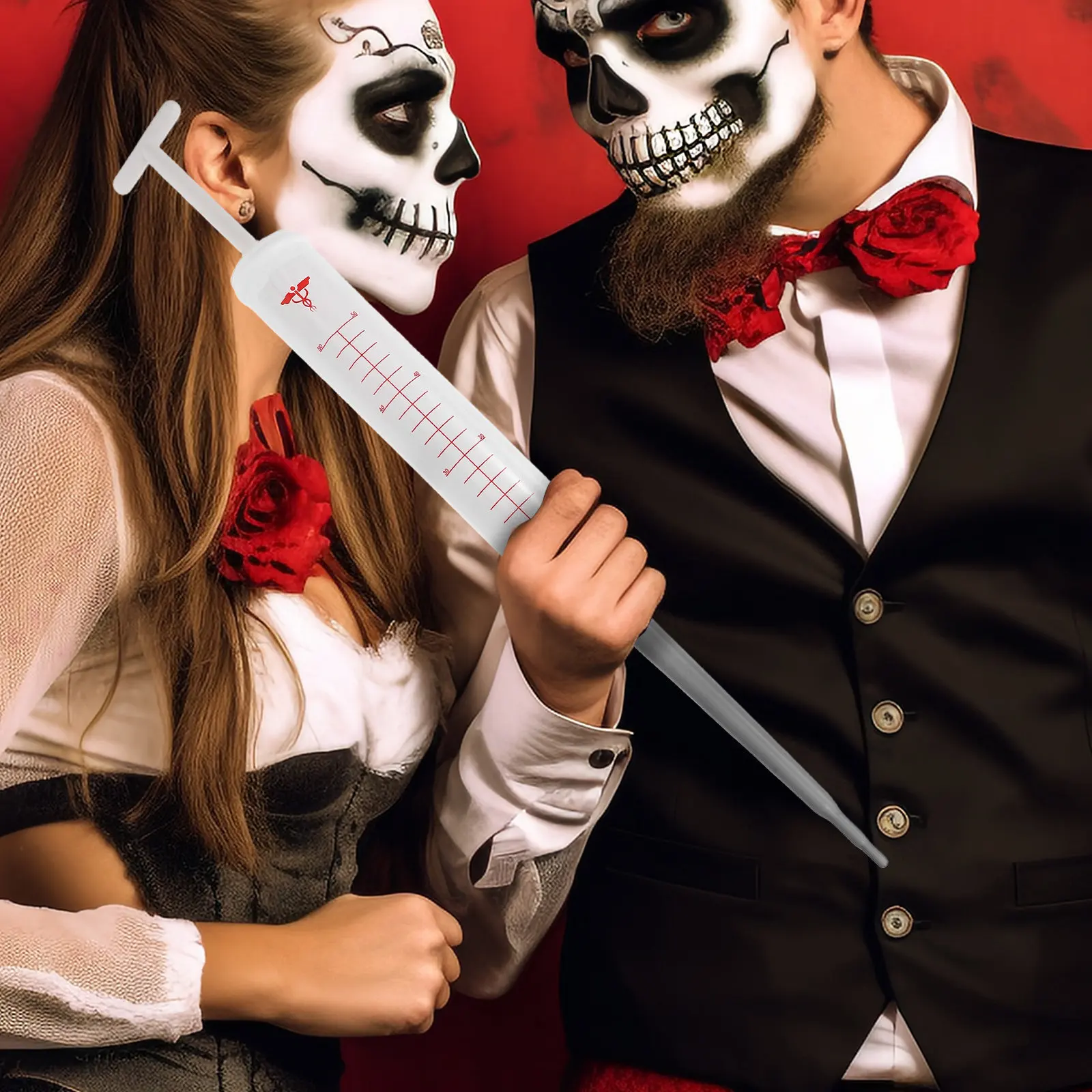 

51Cm Jumbo Inflatable Syringe Prop High Quality Plastic Not Easily Break Fake Injector for Halloween Party Costume Decoration