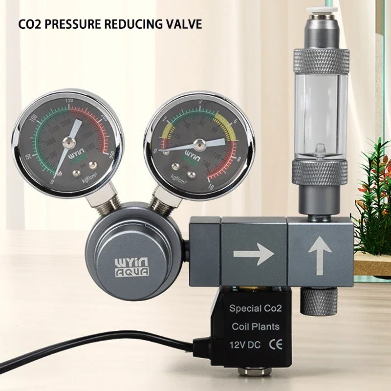 

Aquarium CO2 regulator Dual meter solenoid valve Quick plug foam recorder control system Fish tank CO2 pressure reducing valve