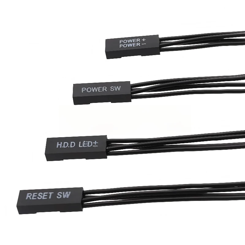 NEW 4PCS 10cm Motherboard Switch Power SW/ RESET SW/ HDD LED /POWER LED 1 To 2 Adapter Cable 1 Female To 2 Male Splitter 2 Pins