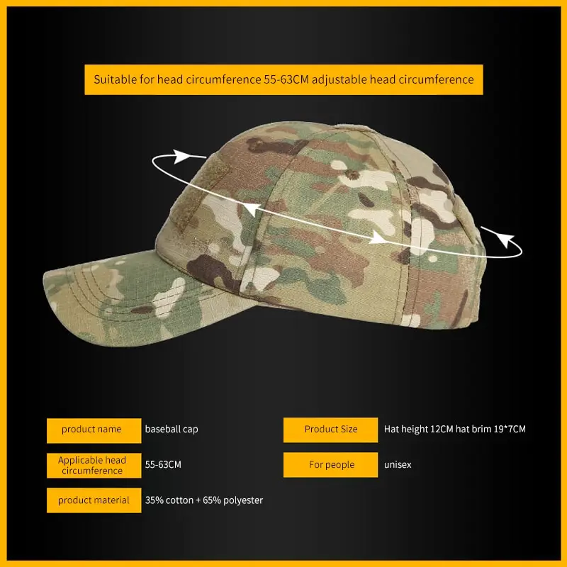 Camo Mens Baseball Cap Camouflage Sports Cap Adjustable Hats for Fishing Outdoor Cool  Sports Cap