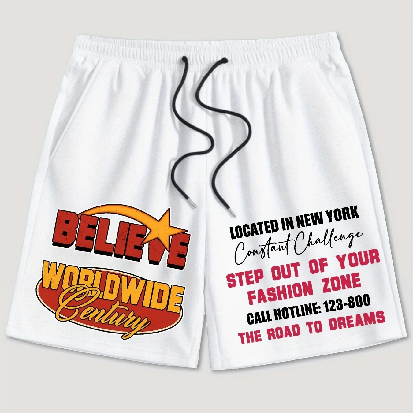 

Men's Casual Sports Pants with Printed Star Patterns and Letters, Summer Loose and Breathable Pure Cotton Shorts