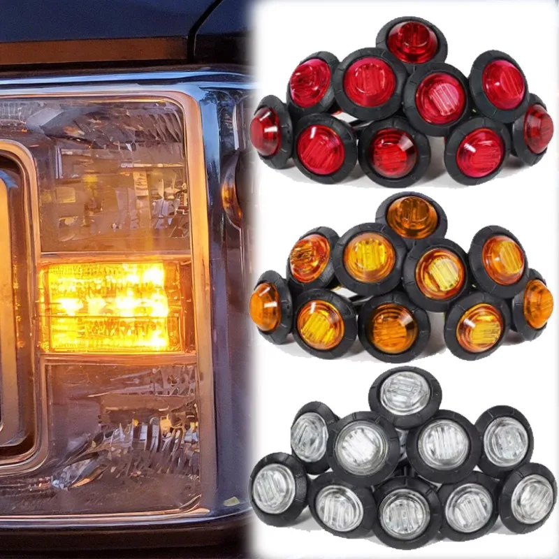 

Миниатюрный круглый светодиодный боковой габаритный фонарь с резиновым креплением, 12В/24В, для грузовиков, прицепов, автодомов, лодок, водонепроницаемый, комплект сигнальных ламп