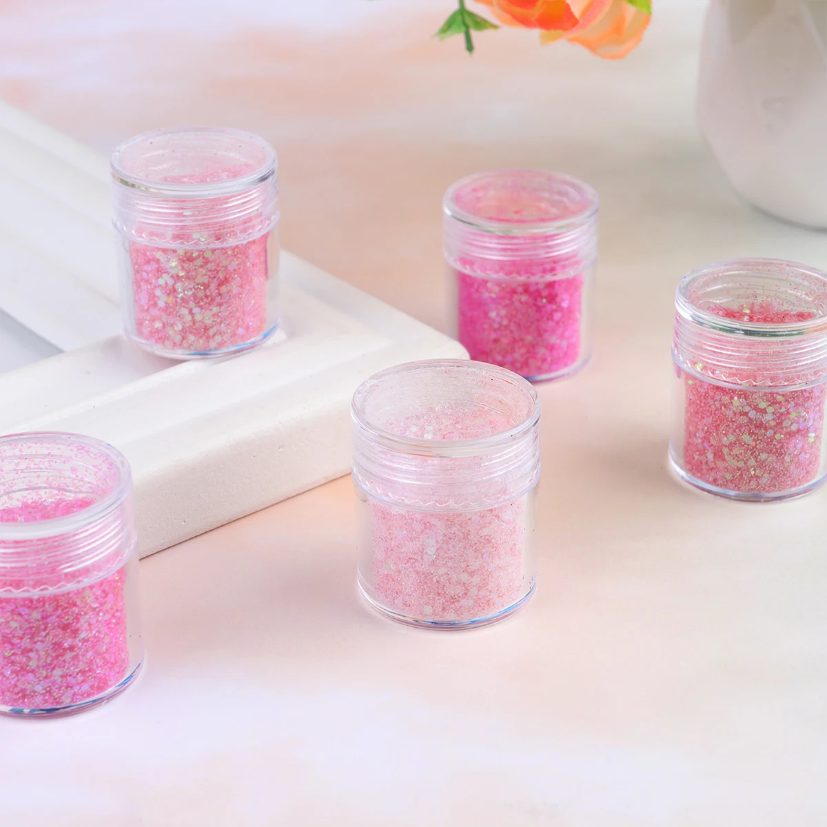 5 Stuks Pailletten Nagel Dompelpoeder Kit 1Mm 2Mm 3Mm Fijne Gemengde Deeltjes Glinsterende Poeder Voor natuurlijke Langdurige Nagels Gemakkelijk