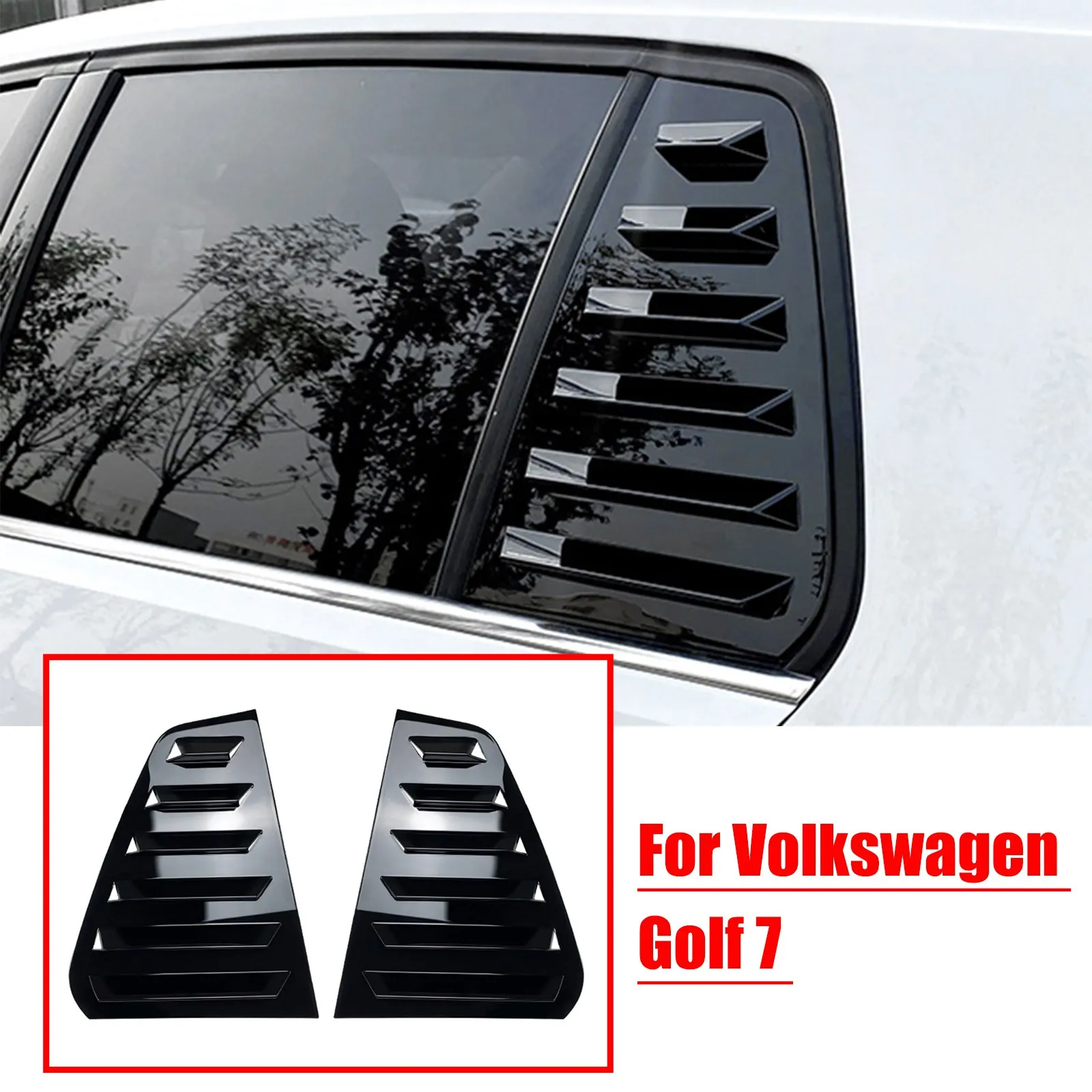 2PCS Rear Side Window Trim Spoiler Window Shutter Cover Louver Air Vent For VW Golf MK7 MK7.5 GTI/GTD/R Models 2014-2019