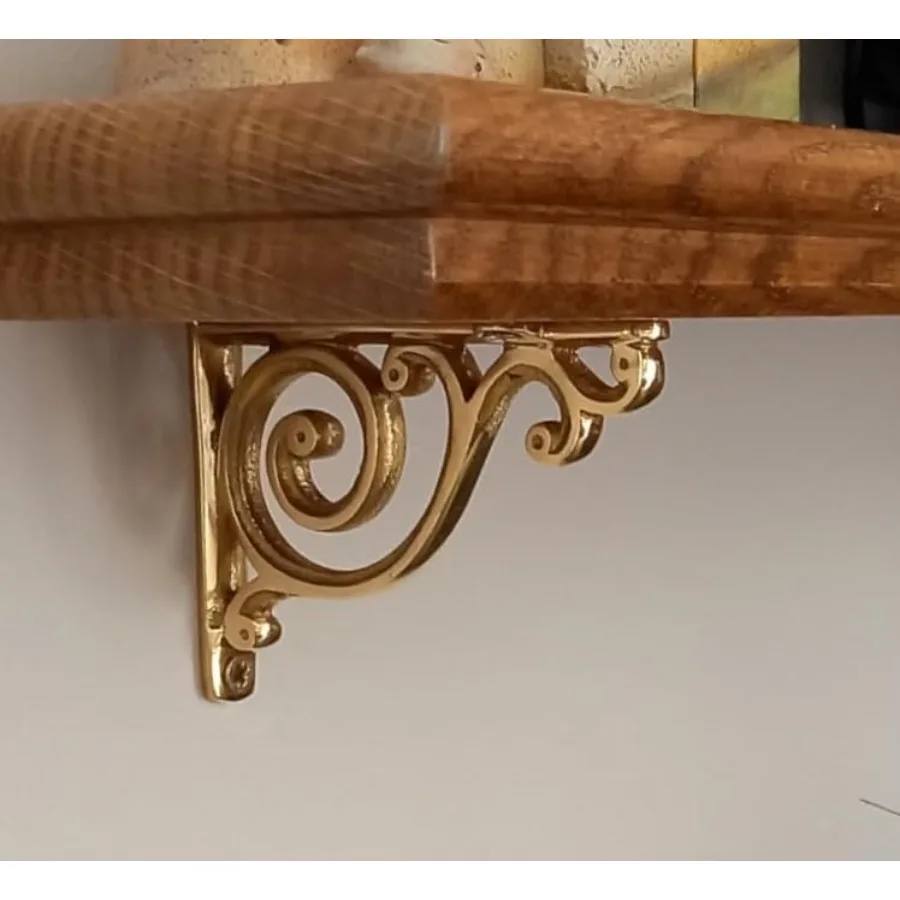 

STYLENT Dr Shelf Brackets with Victorian Scroll Pack of 1 Heavy Duty Antique Brass Wall Bracket Victorian Kitchen Drative Rack