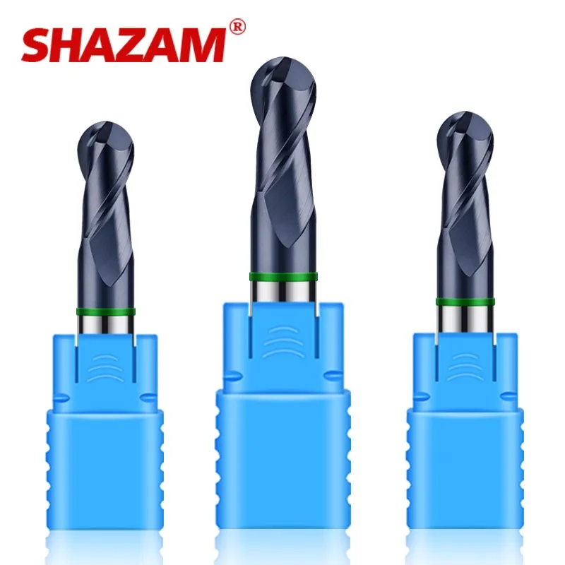 SHAZAM Upgradation HRC50 2-Flute Tungsten Steel Carbide Ball Nose End Mill For CNC Machining Center Nano Coating Milling Cutter