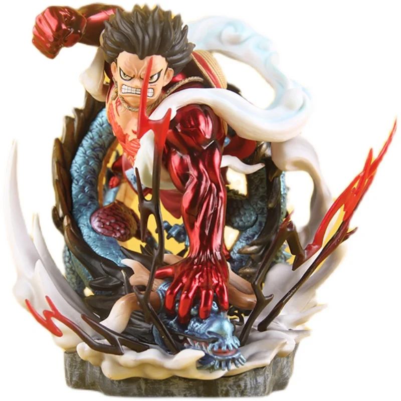 14cm Pirate King GK MKEGZ Lufei VS Keduo Dragon-shaped four-gear Overlord color handmade model ornament sculpture gift