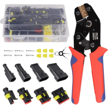 353pcs 26kits waterproof automotive electrical connectors quick connect wire 1/2/3/4pin connectors with ratchet crimping tool