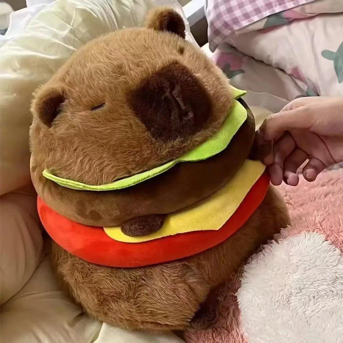 Nuevo lindo hamburguesa Capybara peluche juguete simulación Animal muñeca suave juguete para niños regalo de cumpleaños decoración de la habitación Kawaii