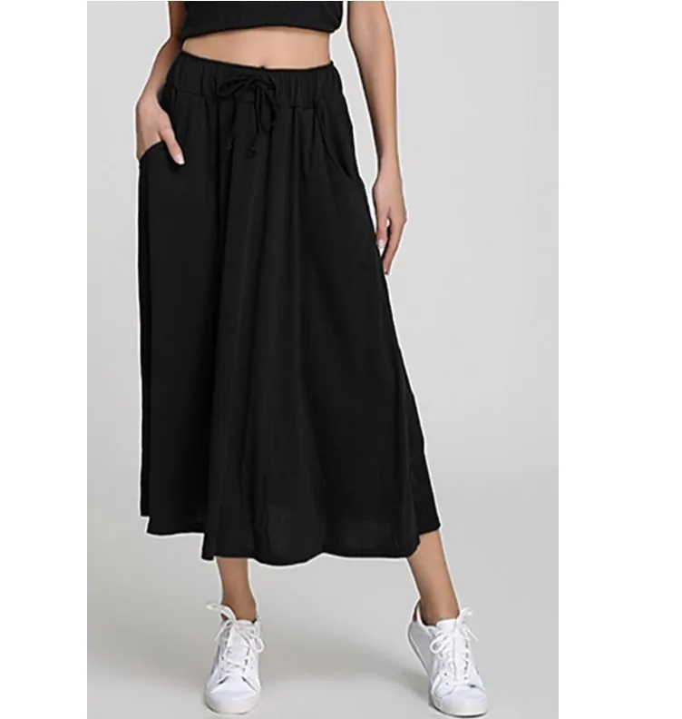 

Skirt Midi Length Elastic High Waist A-Line Skirt with Pockets Bohemia for Women 2024 Trendy(S-2XL) pleated skirts for women