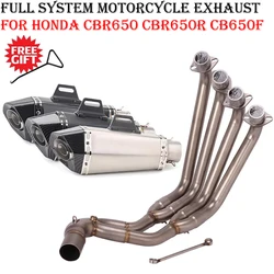 Full Systems For Honda CBR650R CBR650F CB650R CB650F Motorcycle Full Exhaust Front Middle Link Pipe And Carbon Muffler DB Killer