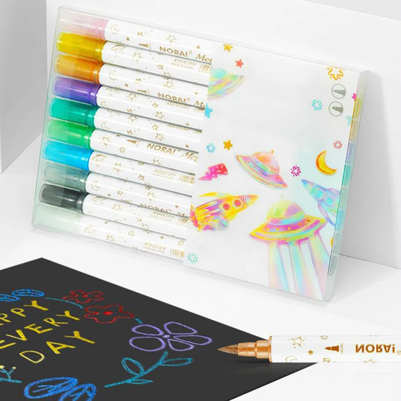 

10Pcs Plastic Double End Marker Pen Double Tip Marker Kid Art Set For Coloring Cards Making Scrapbooking