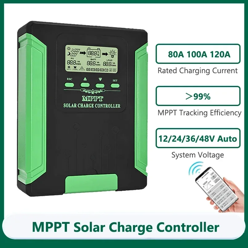 80A 100A 120A MPPT Solar Charge Controller 12V 24V 36V 48V Auto WiFi Energy Storage Control System Solar Panel Regulator