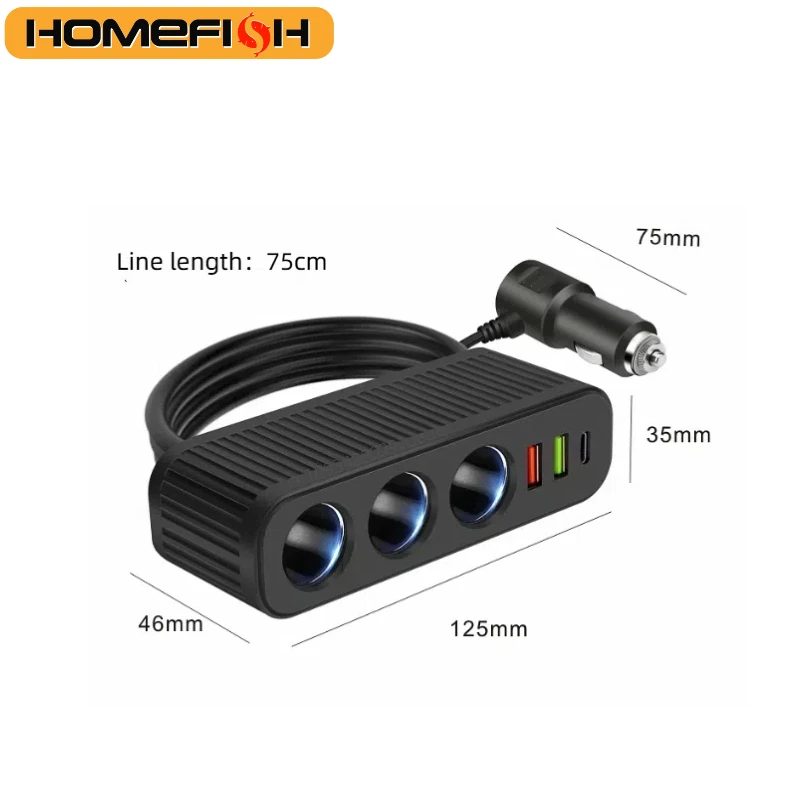 12V/24V Car Cigarette Lighter Adapter New 4-Socket 3.1A Charger Charger USB Car USB+QC3.0+PD3.1A Accessories Port USB 120W