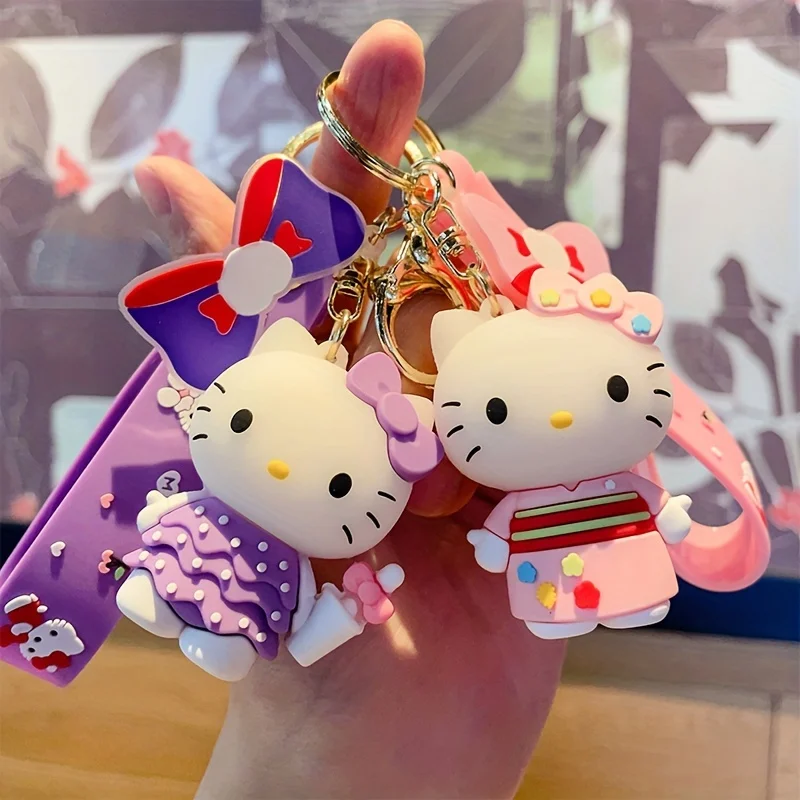 

Sanrio Hello Kitty Bracelet Wristlet Keychain Cute Kitty Cat Kawaii Anime Doll Bag Charm Phone Lanyard Car Pendant Girls Gift