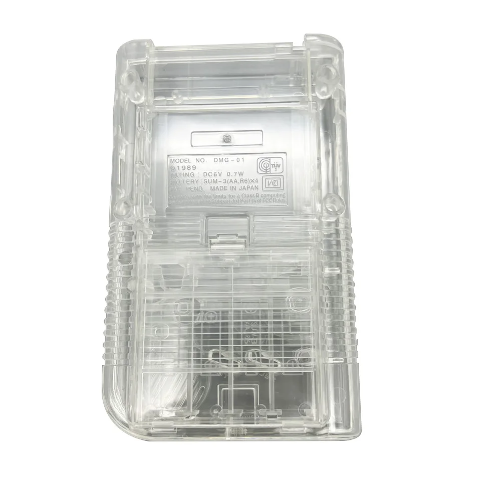 مجموعات غلاف الإسكان عالية الجودة لـ GameBoy GB DMG بدون عدسة زجاجية، مع أزرار وسادات مطاطية موصلة وملصقات ومسامير