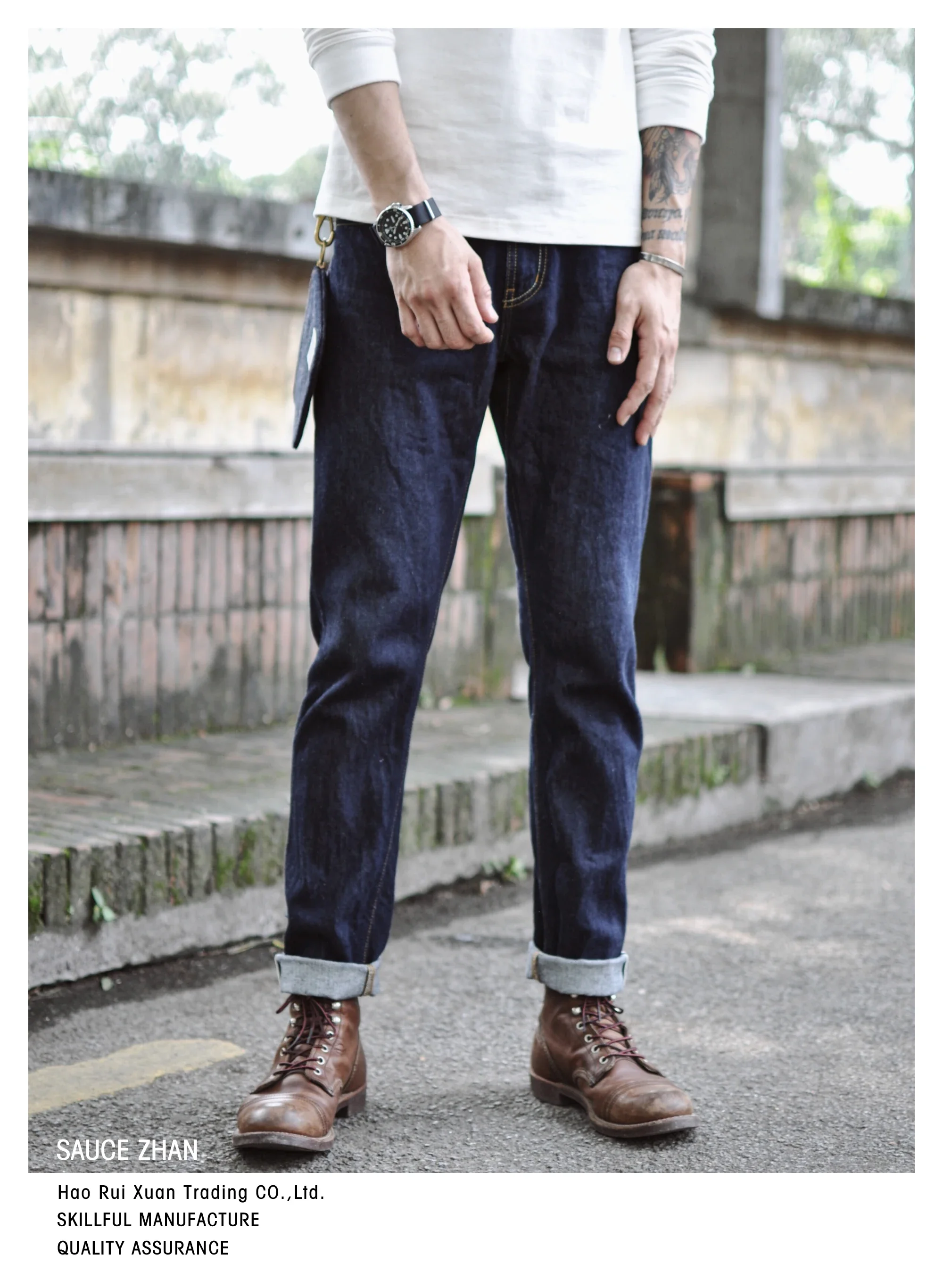 Saucezhan 314XX Mens Jeans Sanforized Selvedge Denim Jeans for man