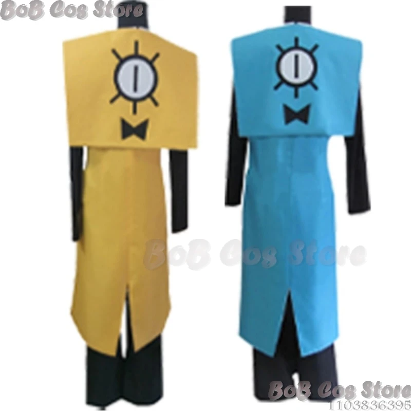 Gravity Bill Will Cipher Anime Cos Costume Yellow Suit Blue Uniform Hat Gloves Cosplay Holloween Party Role Play Man Comic-Con