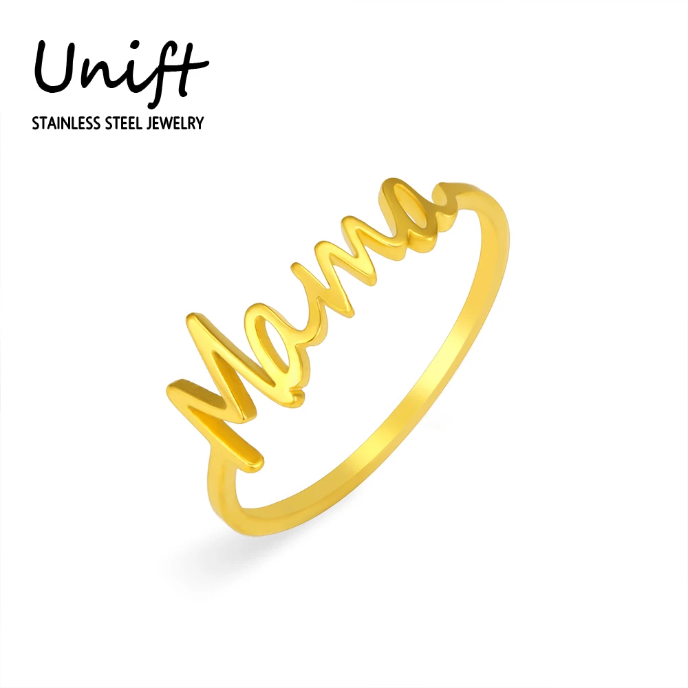 Unift Aesthetic Mama Ring for Mom Stainless Steel Letter Ring Trendy Fashion Jewelry Finger Accessories Mother Birthday Gift