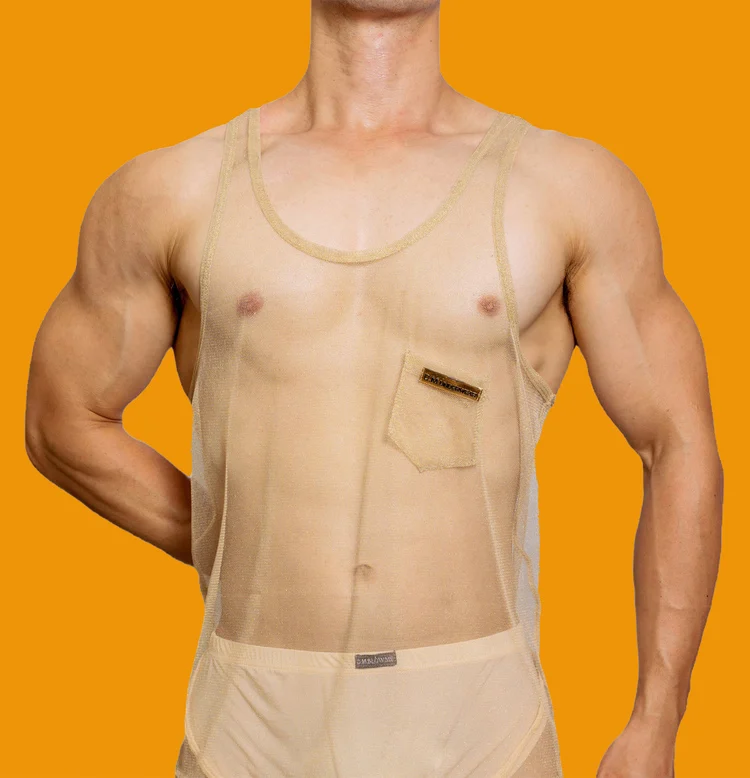 Men's Vest See Through Transparent Breathable Summer Mesh Underwear Vests Male Temptation Sleeveless